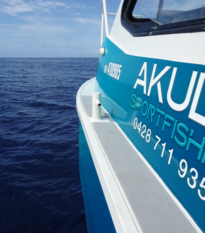Looking forward along the side of the Akula boat